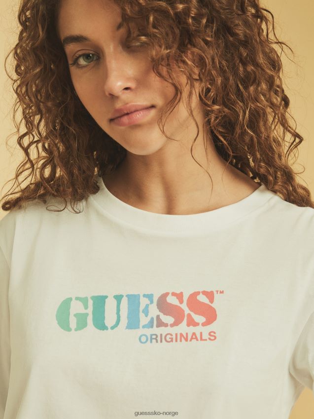 Guess crop t-skjorte logo hvit hvit kvinner F0LJ805709
