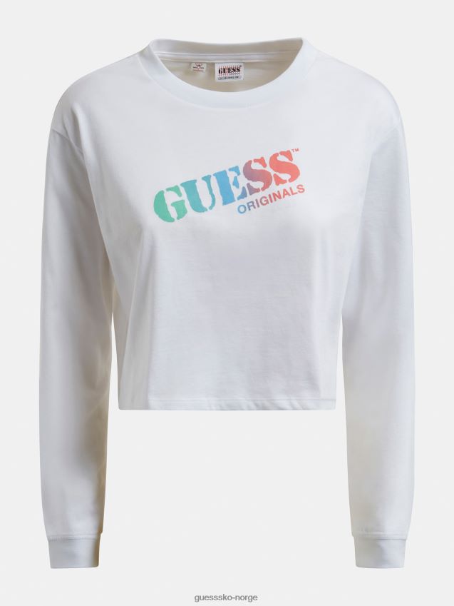 Guess crop t-skjorte logo hvit hvit kvinner F0LJ805709