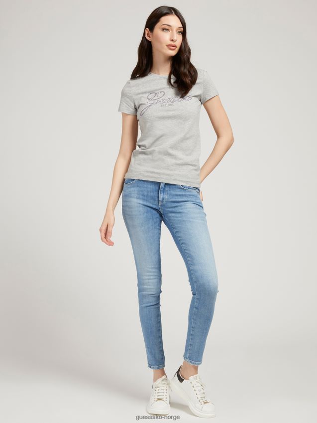 Guess grå multi-logo rhinestones t-skjorte grå multi kvinner F0LJ806569