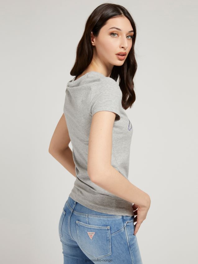 Guess grå multi-logo rhinestones t-skjorte grå multi kvinner F0LJ806569