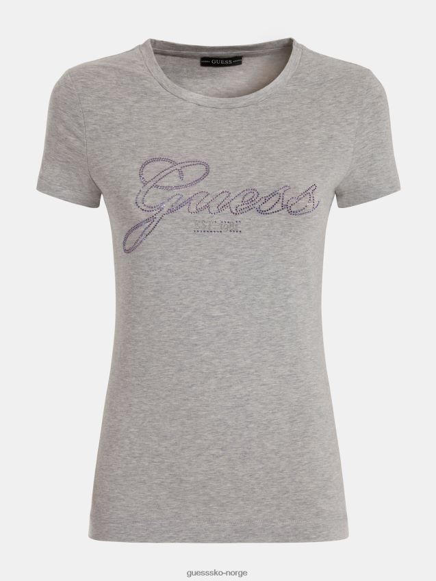 Guess grå multi-logo rhinestones t-skjorte grå multi kvinner F0LJ806569