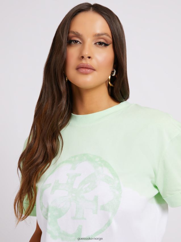 Guess grønn multi tie dye logo t-skjorte foran grønn multi kvinner F0LJ802920
