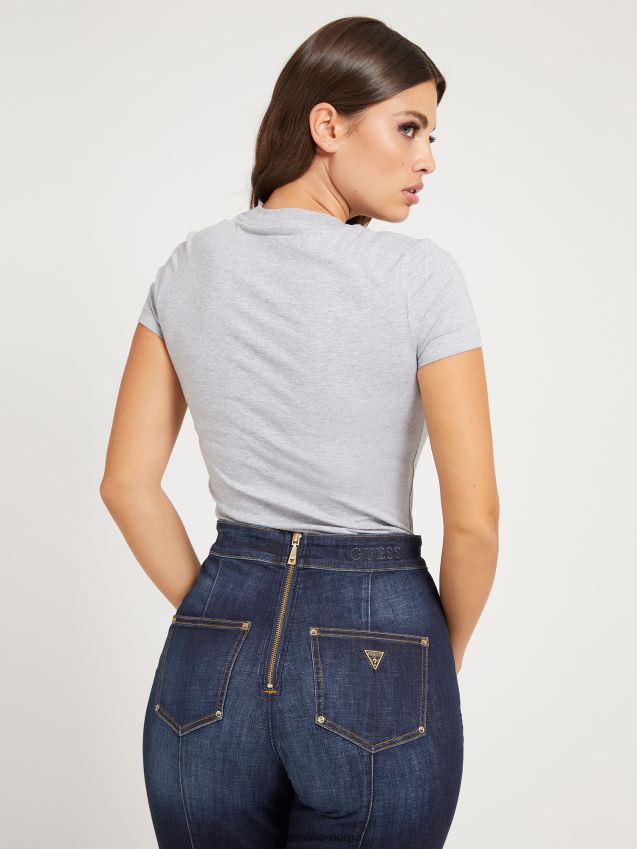 Guess grå t-skjorte med logo med flere trekanter grå multi kvinner F0LJ802818