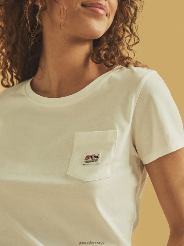 Guess hvit t-skjorte foran med lommer hvit kvinner F0LJ806313