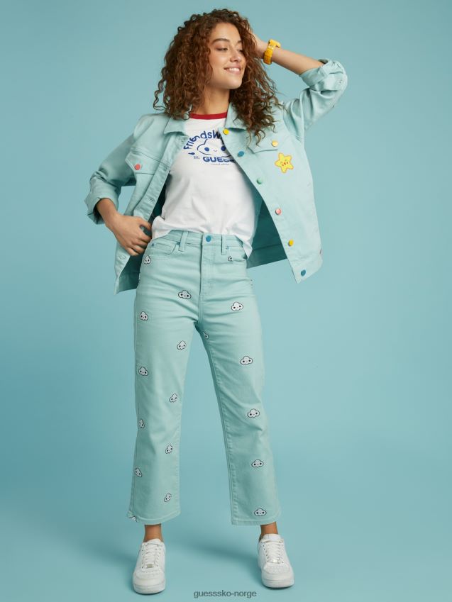 Guess hvit t-skjorte med flere trykk hvit multi kvinner F0LJ806103