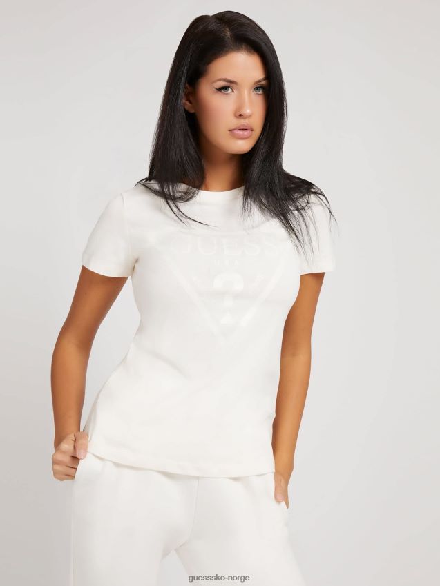 Guess hvit t-skjorte med logo foran hvit kvinner F0LJ804878
