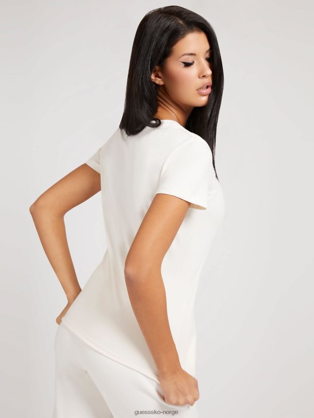 Guess hvit t-skjorte med logo foran hvit kvinner F0LJ804878