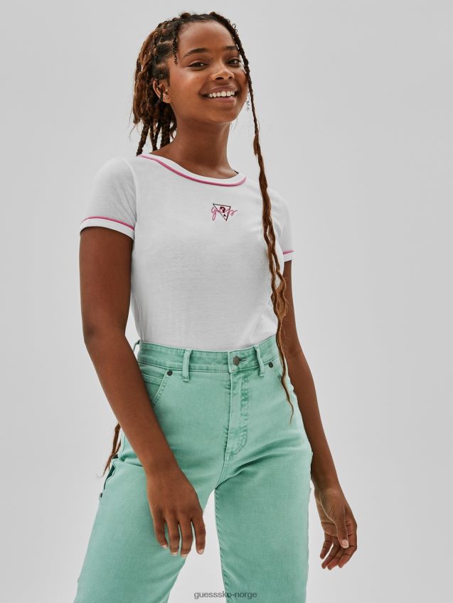 Guess hvit t-skjorte med logo foran hvit kvinner F0LJ806657
