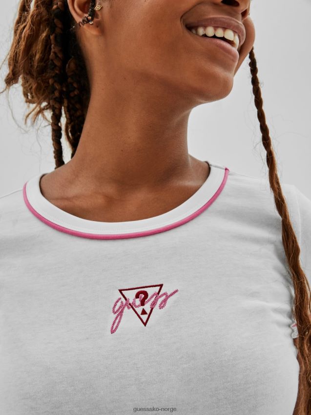 Guess hvit t-skjorte med logo foran hvit kvinner F0LJ806657