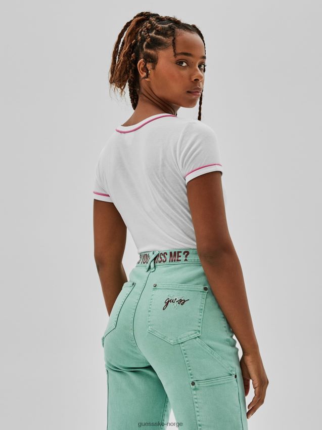 Guess hvit t-skjorte med logo foran hvit kvinner F0LJ806657