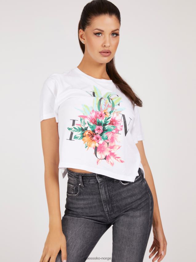 Guess ikon logo crop t-skjorte hvit hvit kvinner F0LJ806066