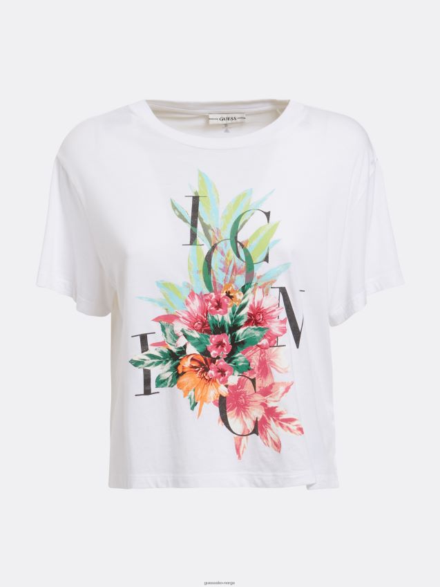 Guess ikon logo crop t-skjorte hvit hvit kvinner F0LJ806066