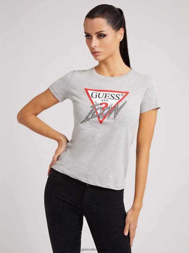 Guess ikon logo t-skjorte grå grå kvinner F0LJ802793