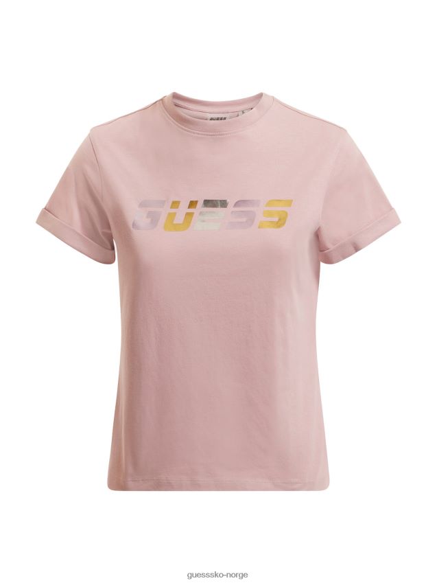 Guess lilla t-skjorte med logo foran lilla kvinner F0LJ802941