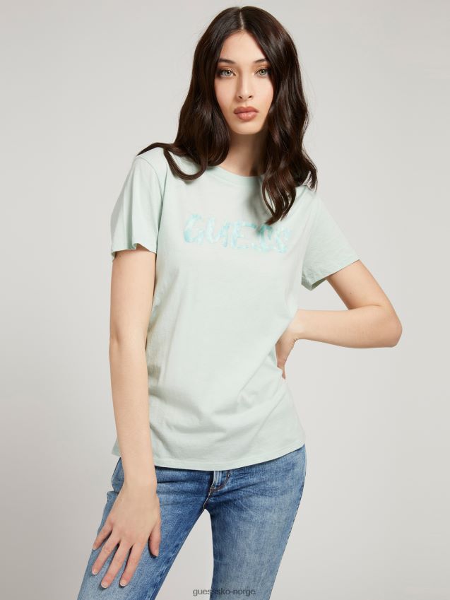 Guess logo foran t-skjorte lysegrønn lysegrønn kvinner F0LJ805952