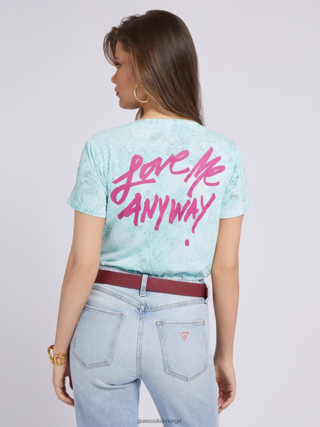 Guess lyseblå t-skjorte med hele trykk lyse blå kvinner F0LJ803040