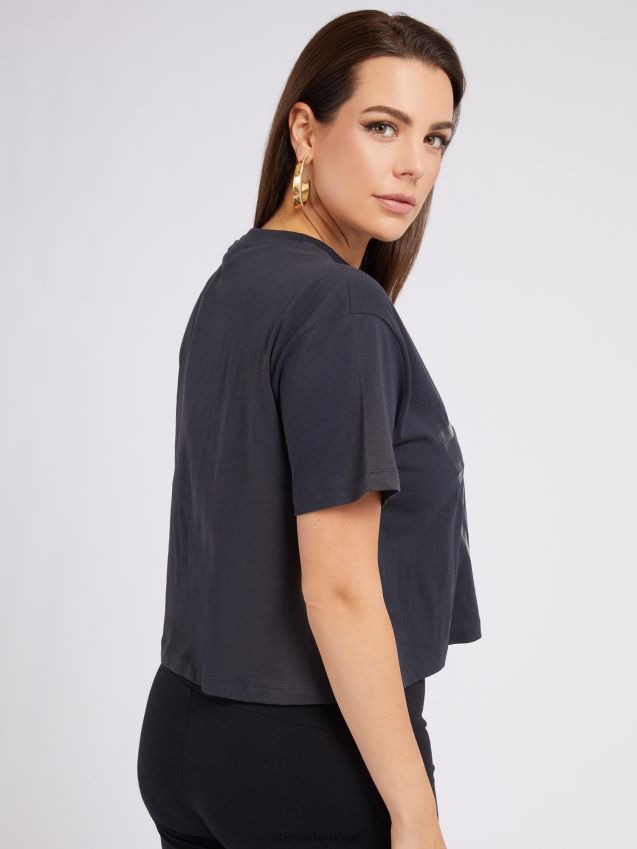 Guess mørk grå t-skjorte med logo foran mørk grå kvinner F0LJ804879