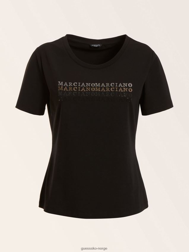 Guess marciano svart t-skjorte med logo foran svart kvinner F0LJ806606