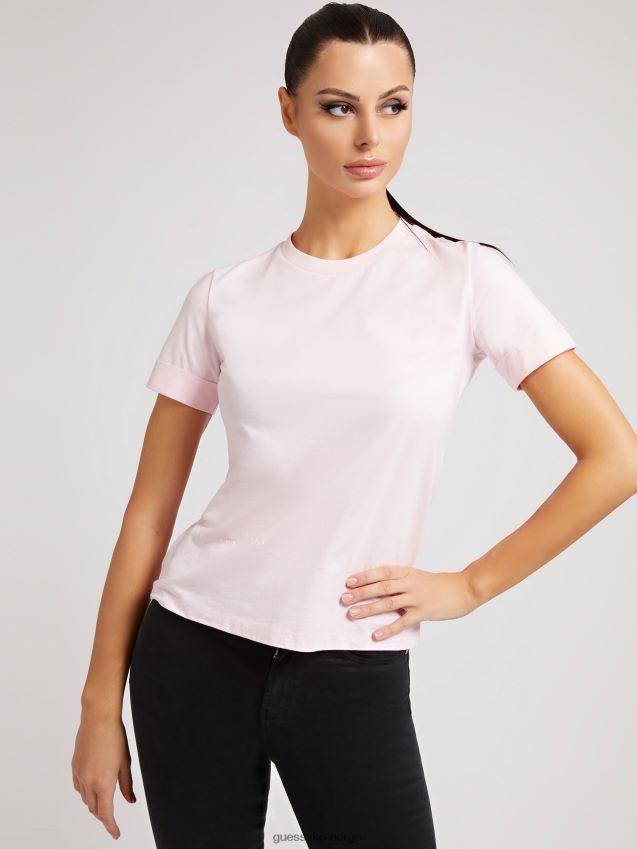 Guess rosa t-skjorte med trykk foran rosa kvinner F0LJ806004
