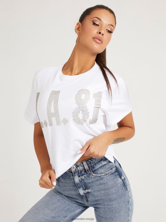 Guess studs crop fit t-skjorte hvit hvit kvinner F0LJ805769