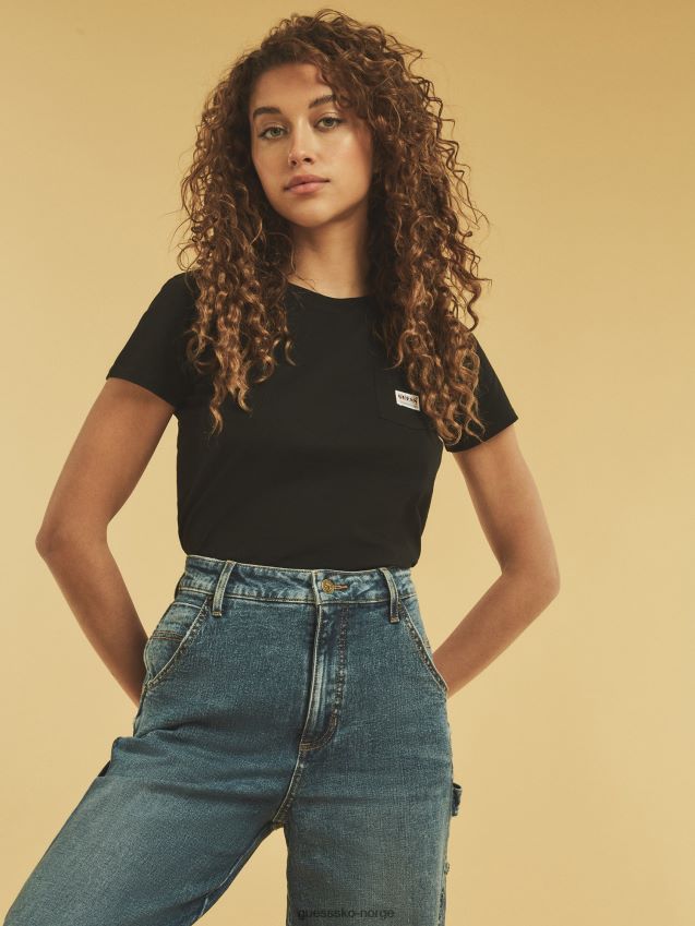 Guess svart t-skjorte med frontlomme svart kvinner F0LJ806546