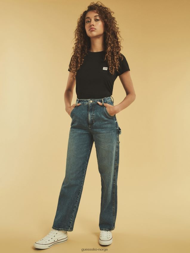 Guess svart t-skjorte med frontlomme svart kvinner F0LJ806546