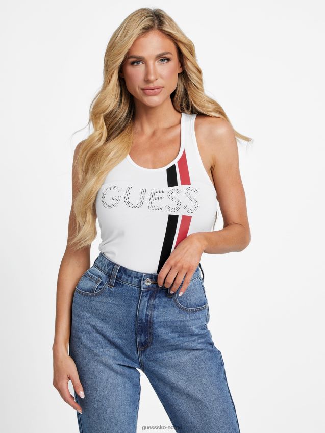 Guess ren hvit øko racer logo tank Ren hvit kvinner F0LJ807330