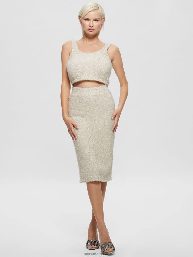 Guess tinsley fuzzy genser tank kremhvit multi kremhvit multi kvinner F0LJ809159