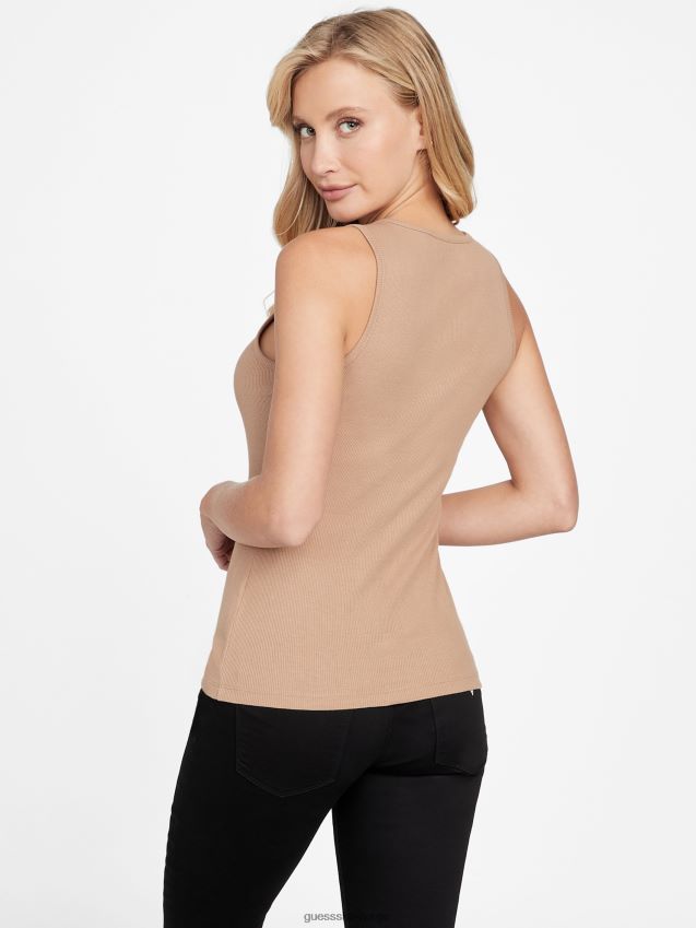 Guess våt sand sebas logo tank våt sand kvinner F0LJ807269