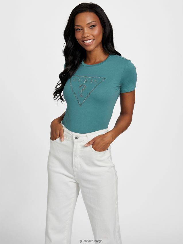 Guess Sage crush zillah rhinestone logo-t-skjorte salvie knuse kvinner F0LJ807378