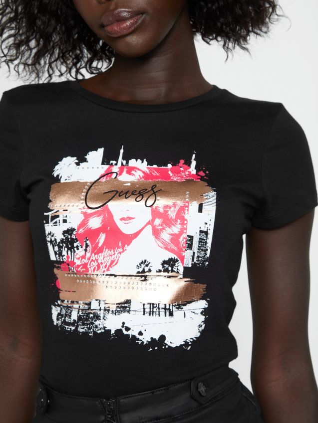 Guess amoni t-skjorte kulsort kulsvart kvinner F0LJ807199