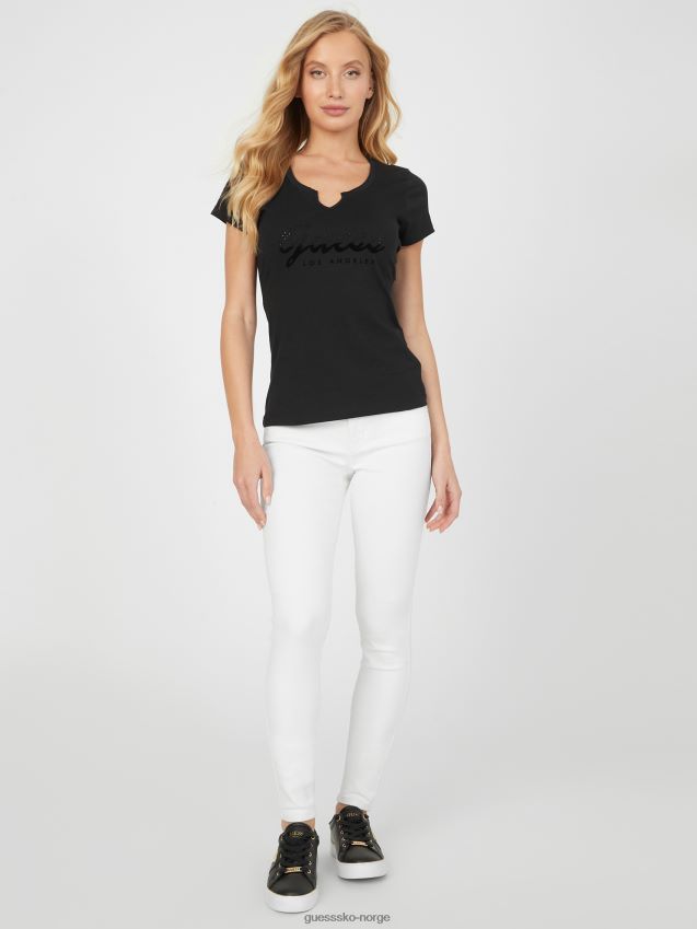 Guess anis logo t-skjorte kulsort kulsvart kvinner F0LJ807356