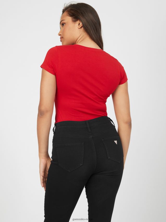 Guess anis logo t-skjorte rugby rød rugby rød kvinner F0LJ807229