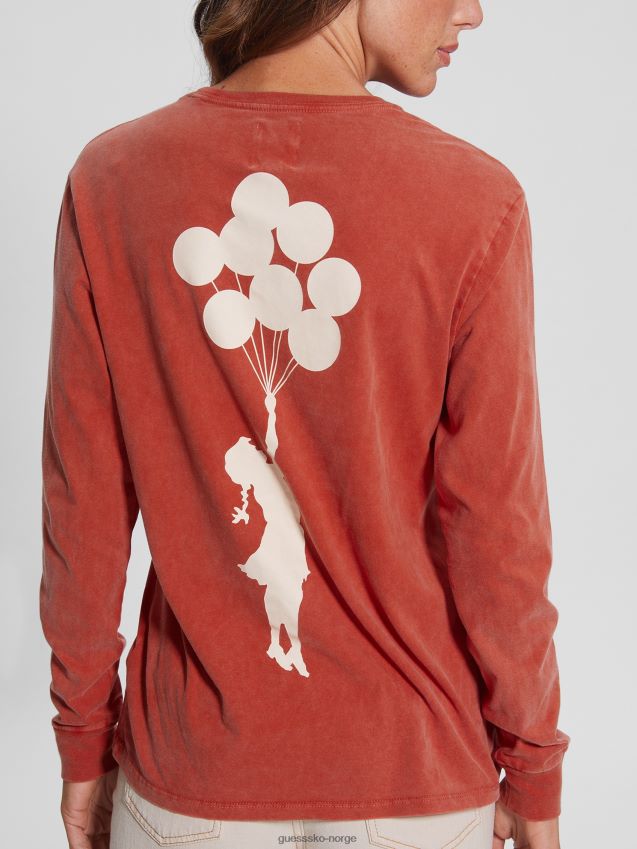 Guess ballong jente t-skjorte brennende rød brennende rødt kvinner F0LJ809889