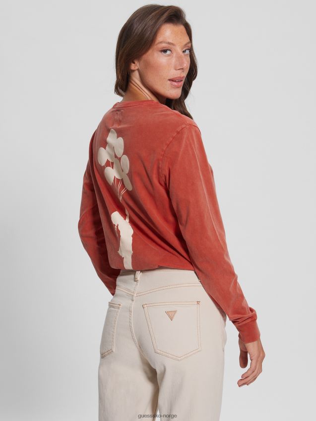 Guess ballong jente t-skjorte brennende rød brennende rødt kvinner F0LJ809889