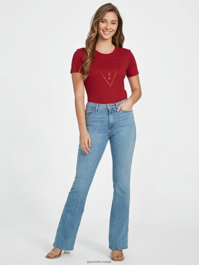 Guess bete juice rød zillah rhinestone logo tee rødbetejuice kvinner F0LJ807191