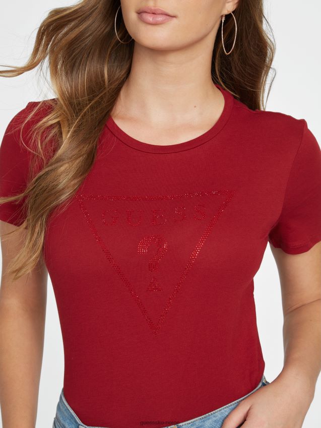 Guess bete juice rød zillah rhinestone logo tee rødbetejuice kvinner F0LJ807191