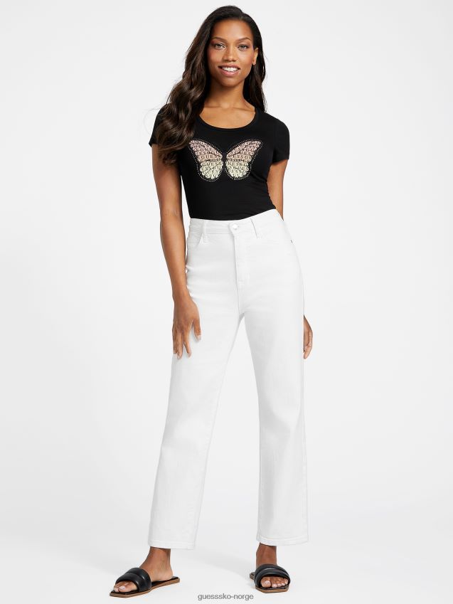 Guess butters logografikk t-skjorte kulsort kulsvart kvinner F0LJ807292