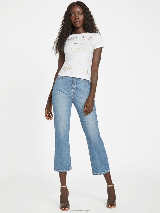 Guess eco catae rhinestone logo t-skjorte ren hvit Ren hvit kvinner F0LJ807253