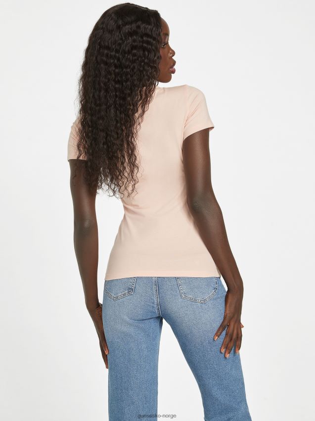 Guess eco cece love v-hals tee vapor rose damp steg kvinner F0LJ807325