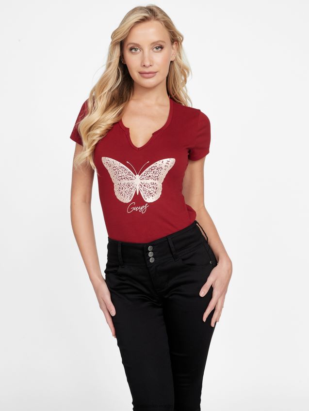 Guess eco cera butterfly tee bete juice rød rødbetejuice kvinner F0LJ807202