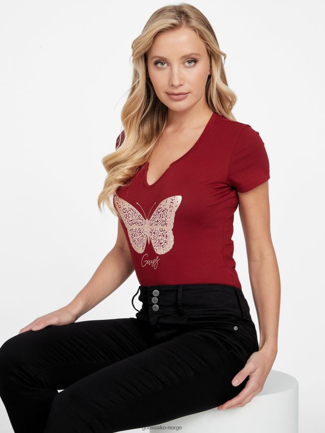 Guess eco cera butterfly tee bete juice rød rødbetejuice kvinner F0LJ807202
