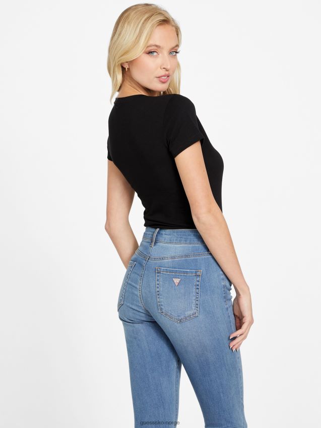 Guess eco fran-logo perle-t-skjorte kulsort kulsvart kvinner F0LJ807085