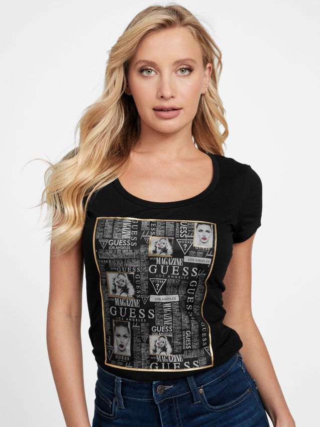 Guess eco sia mesh t-skjorte kulsort kulsvart kvinner F0LJ807136