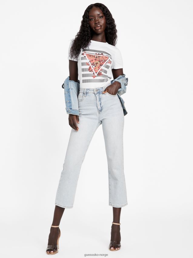 Guess eco trinity logo t-skjorte ekte hvit ekte hvit kvinner F0LJ807380