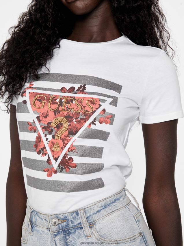 Guess eco trinity logo t-skjorte ekte hvit ekte hvit kvinner F0LJ807380