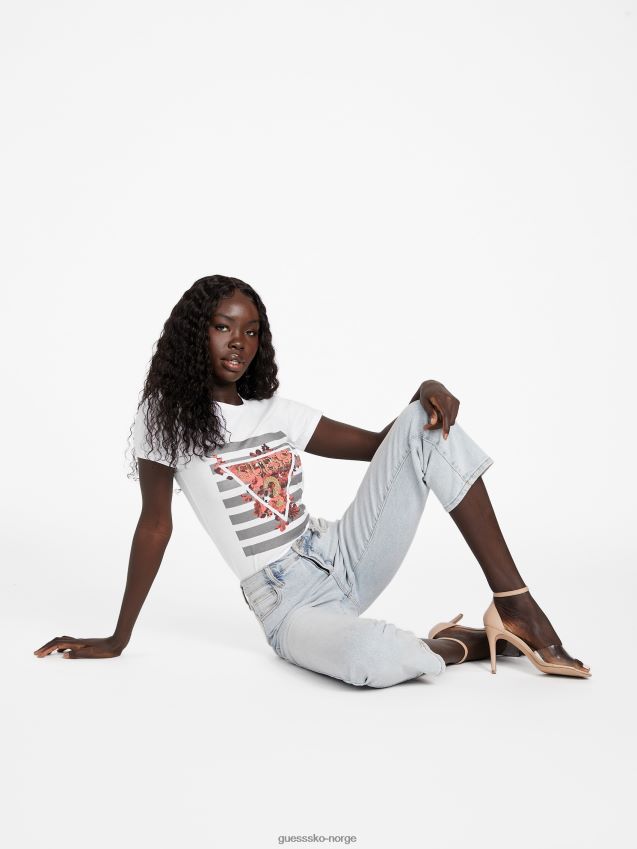 Guess eco trinity logo t-skjorte ekte hvit ekte hvit kvinner F0LJ807380