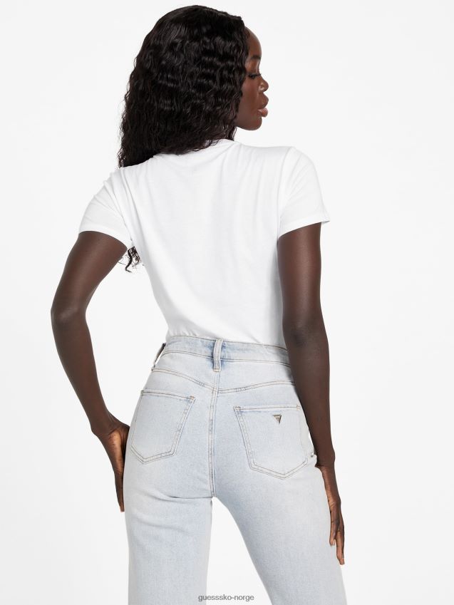 Guess eco trinity logo t-skjorte ekte hvit ekte hvit kvinner F0LJ807380