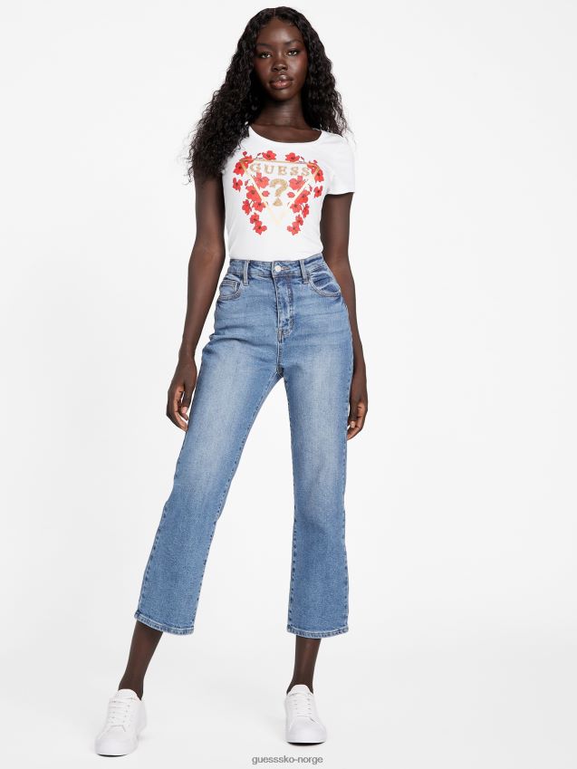 Guess eco tu beaded logo-t-skjorte ren hvit Ren hvit kvinner F0LJ807404