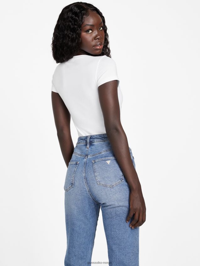 Guess eco tu beaded logo-t-skjorte ren hvit Ren hvit kvinner F0LJ807404